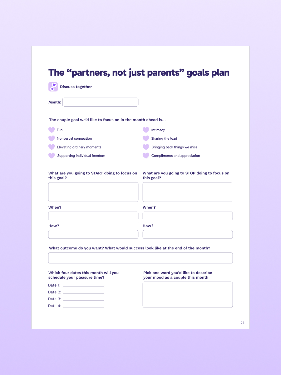 Workbook page — weekly planner