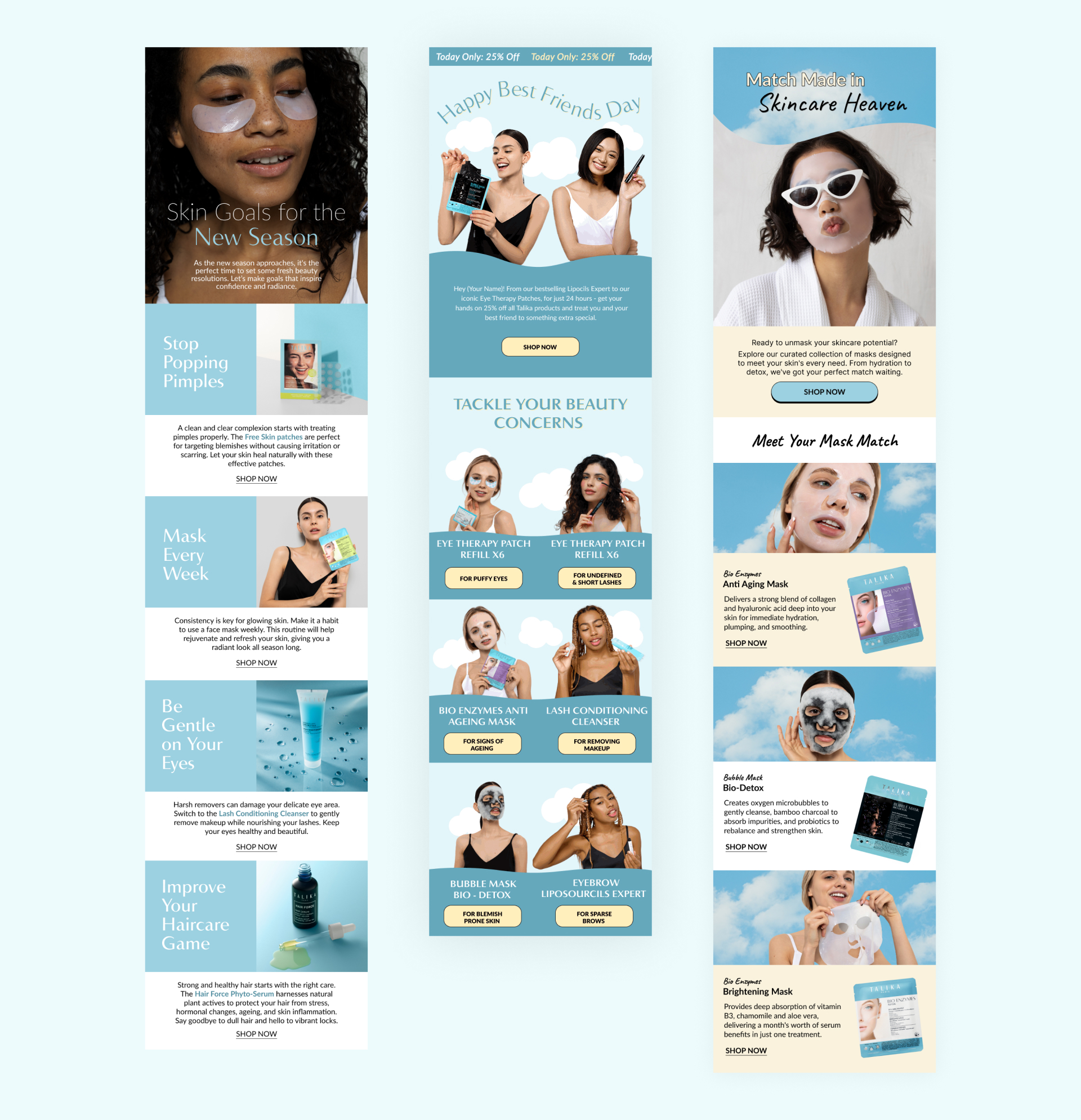 Talika email design system — hero banners, product launches and promotional flows