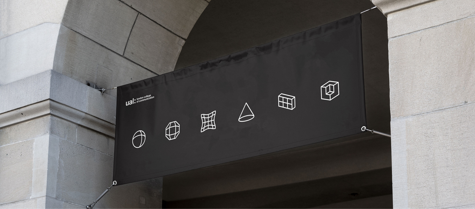 UAL exhibition banner outside London College of Communication